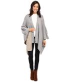Calvin Klein Reversible Solid Ruana (heathered Mid Grey/heathered Almond) Women's Clothing