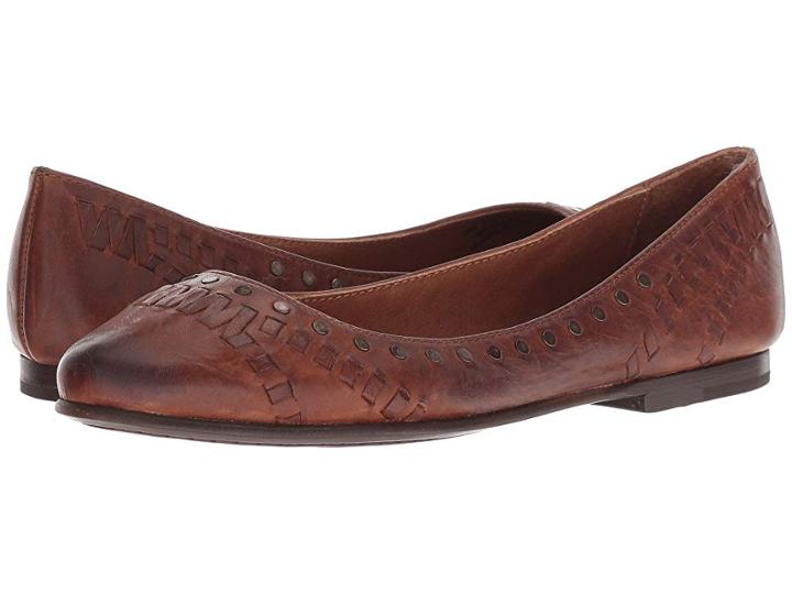 Frye Carson Whip Stud (cognac Antique Pull Up) Women's Flat Shoes