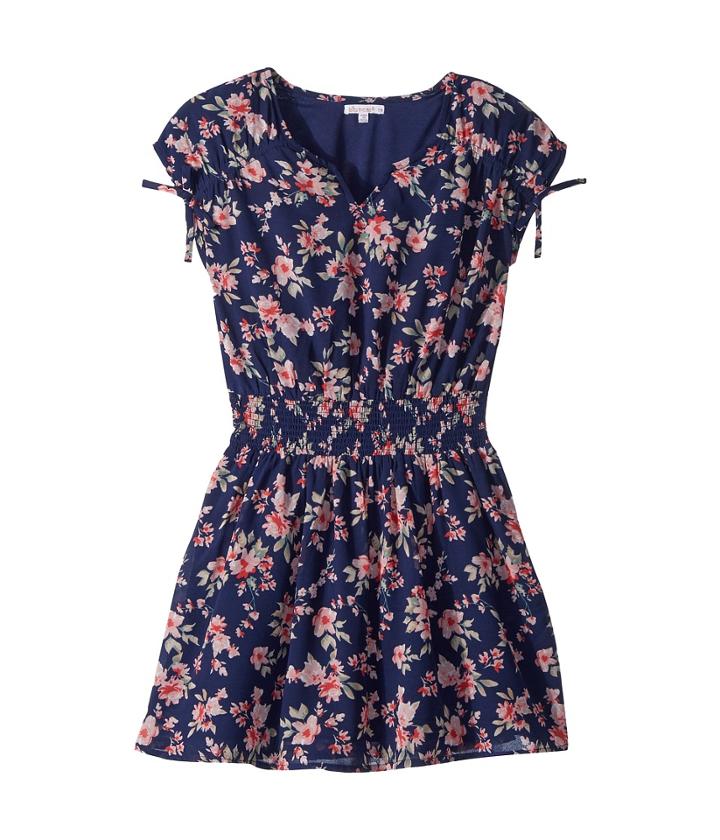 Ella Moss Girl Floral Print Chiffon Dress (big Kids) (spring Night) Girl's Dress