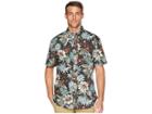 Reyn Spooner Vintage Hawaiian Floral Tailored Aloha Shirt (black) Men's Short Sleeve Button Up