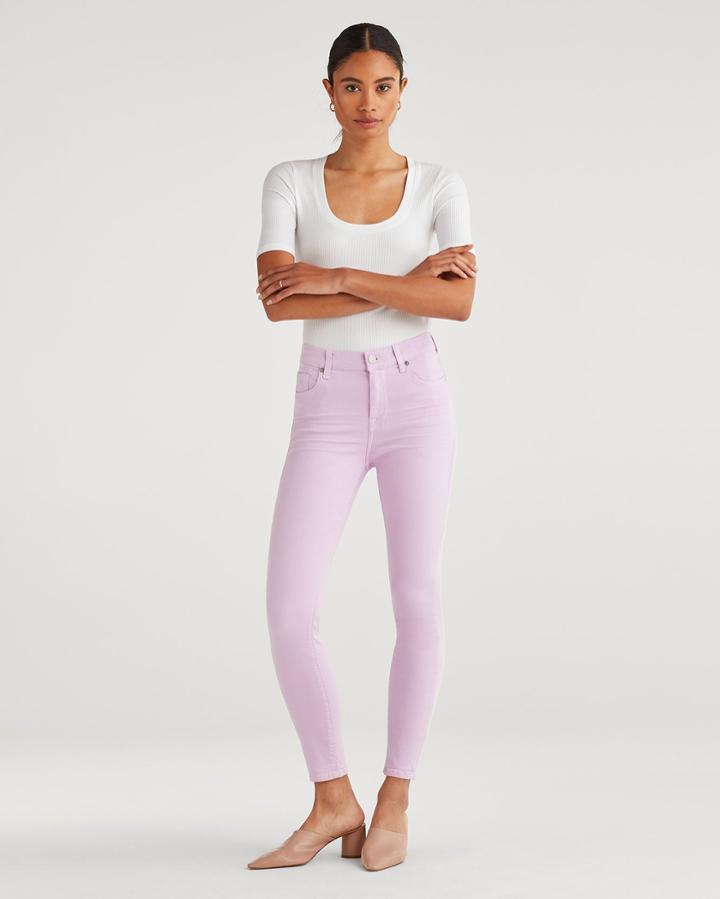 7 For All Mankind Women's High Waist Ankle Skinny In Sweet Lilac