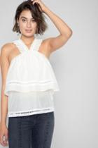 7 For All Mankind Double Layer V-neck Tank In White