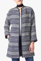 7 For All Mankind Structured Stripe Coat In Navy Stripe
