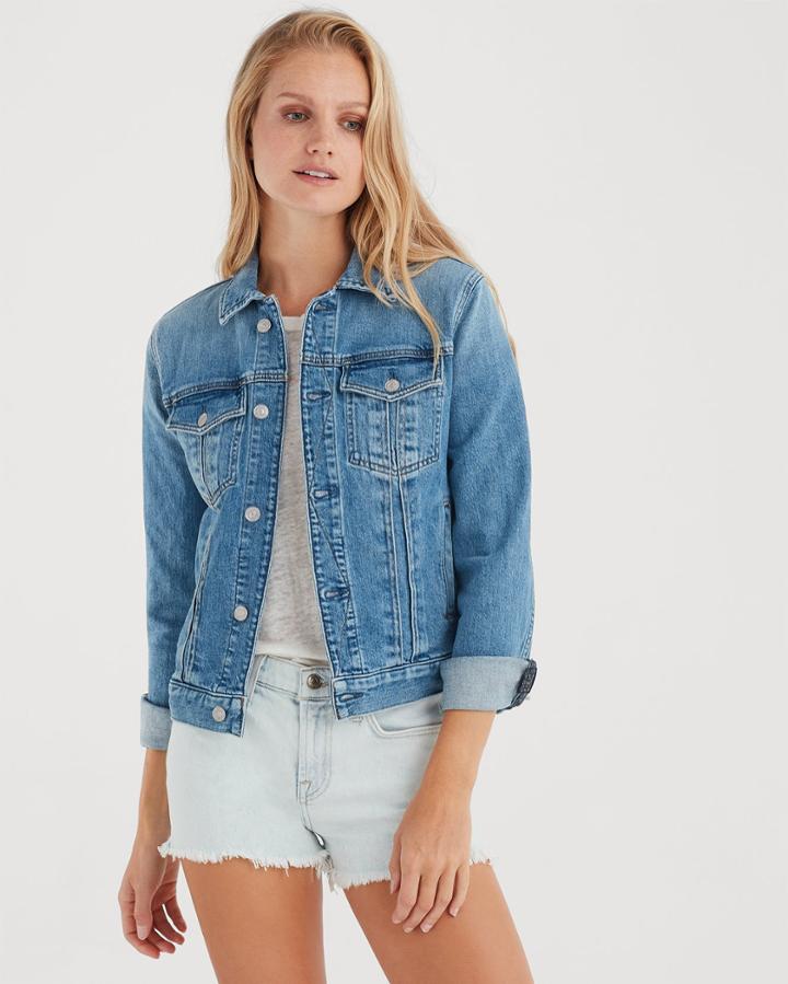 7 For All Mankind Women's Slim Classic Jacket In Desert Oasis