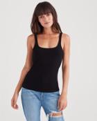 7 For All Mankind Ribbed Tank Top In Black