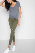 7 For All Mankind Ankle Skinny With Knee Holes In Olive
