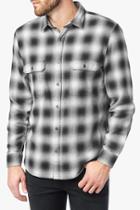 7 For All Mankind Long Sleeve Plaid Patch Pocket Shirt In Black