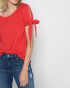 7 For All Mankind Women's Bow Tie Sleeve Tee In Poppy