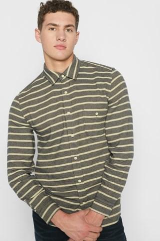7 For All Mankind Long Sleeve Stripe Flannel Shirt In Rock Stripe