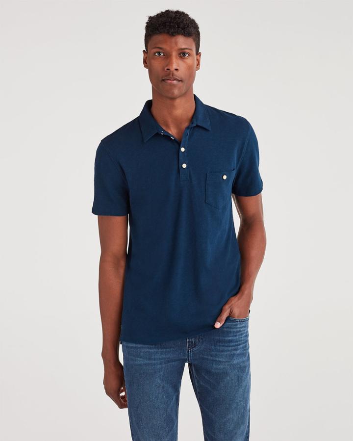 7 For All Mankind Men's Boxer Four Button Polo In Midnight Navy