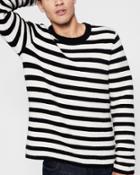 7 For All Mankind Men's Doubleknit Striped Sweater In Ivory