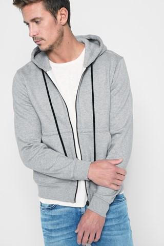 7 For All Mankind Zip Through Hoodie In Heather Grey