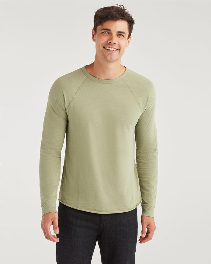 7 For All Mankind Men's Long Sleeve Raglan Shirt In Light Army