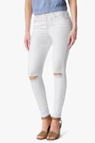 7 For All Mankind Ankle Skinny With Knee Holes In Clean White (28 Inseam)