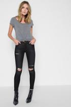 7 For All Mankind B(air) Denim Ankle Skinny With Destroy In Noir