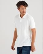 7 For All Mankind Short Sleeve Pique Polo In Optic White