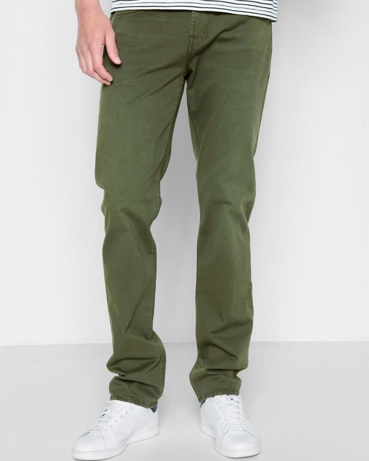 7 For All Mankind Men's Total Twill The Straight With Clean Pocket In Olive