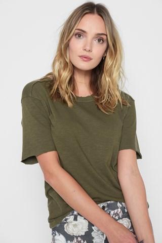7 For All Mankind Oversized Boyfriend Tee In Olivine