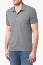 7 For All Mankind Short Sleeve Raw Placket Polo In Heather Grey
