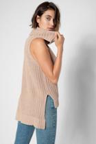 7 For All Mankind Sleeveless Turtleneck In Camel