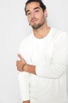 7 For All Mankind Reverse Side Panel Sweatshirt With Destruction In Vintage Ivory