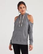 7 For All Mankind Women's Cold Shoulder Sweatshirt In Marble Grey