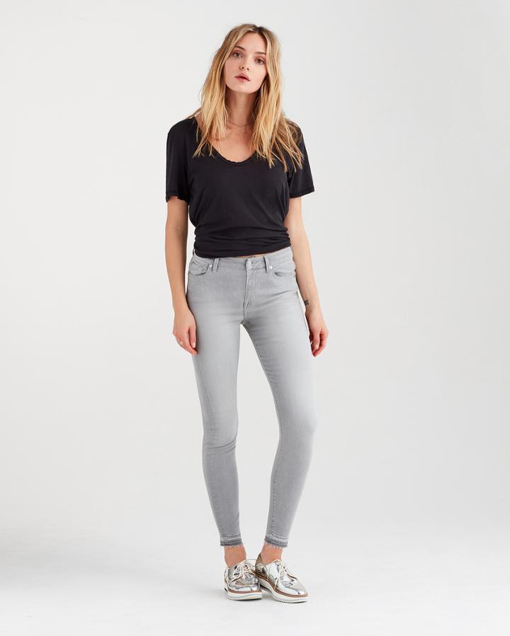 7 For All Mankind B(air) High Waist Skinny With Released Hem In Powder Grey