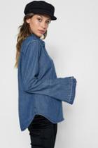 7 For All Mankind Bell Sleeve Denim Shirt In Pico Blue