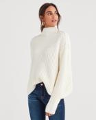 7 For All Mankind Chunky Turtleneck Sweater In Soft White