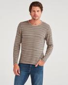 7 For All Mankind Men's Rivera Sweater In Sand With Navy Stripe