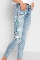 7 For All Mankind Ankle Skinny With Hand Painted Floral In Radiant Wythe