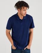 7 For All Mankind Short Sleeve Pique Polo In Navy