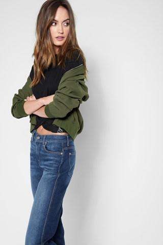 7 For All Mankind Drapey Bomber Jacket In Burnt Olive