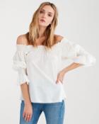 7 For All Mankind Women's Off Shoulder Smock Top In Ivory