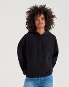 7 For All Mankind Mankind High-low Dolman Hoodie With Embroidery In Black