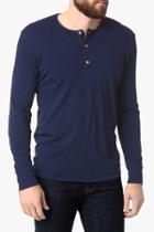 7 For All Mankind Long Sleeve Henley In Indigo