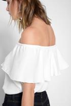 7 For All Mankind Off The Shoulder Top In Soft White