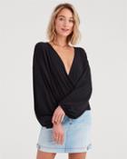 7 For All Mankind Wrap Front Top In Jet Black