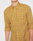 7 For All Mankind Men's Long Sleeve Plaid Shirt In Ochre