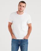 7 For All Mankind Men's Short Sleeve Raw Pocket Crew In White