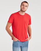 7 For All Mankind Short Sleeve Raw Pocket Crew In Red Flame