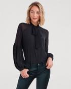 7 For All Mankind Bow Tie Blouson Top In Jet Black
