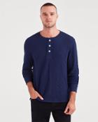 7 For All Mankind Long Sleeve Army Henley In Midnight Navy