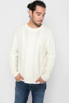 7 For All Mankind Cableknit Crewneck Sweater In Ivory