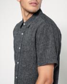 7 For All Mankind Men's Short Sleeve Linen Shirt In Charcoal