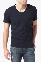 7 For All Mankind Short Sleeve Raw V-neck In Navy