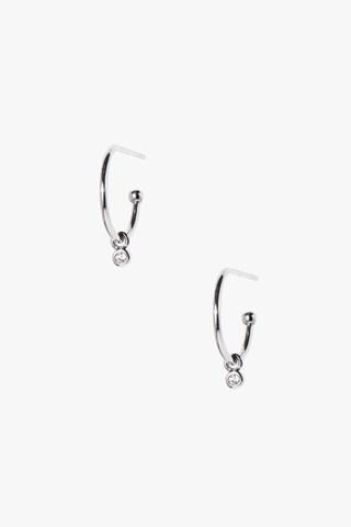 7 For All Mankind Large Sized Hoops With Cz Charm In Silver