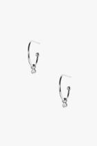 7 For All Mankind Large Sized Hoops With Cz Charm In Silver