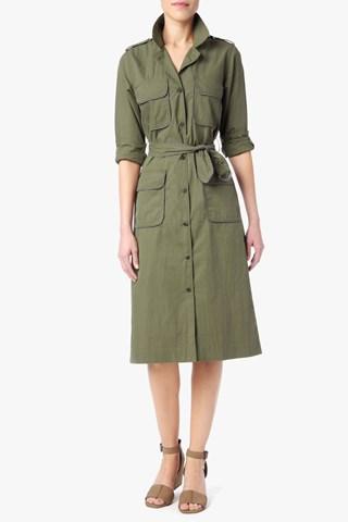 7 For All Mankind Trench Dress In Burnt Olive