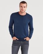 7 For All Mankind Plaited Crewneck Sweater In Navy